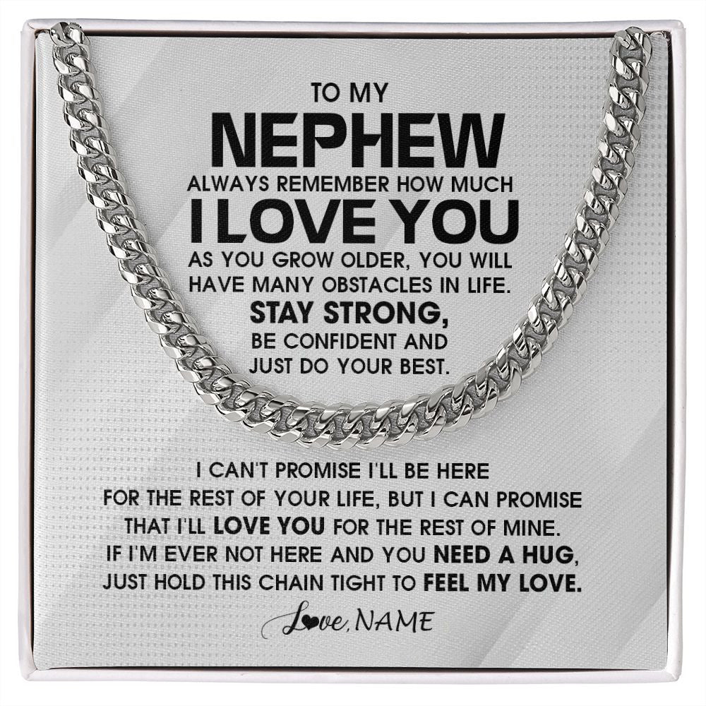 Cuban Link Chain Necklace | Personalized To My Nephew Necklace From Aunt Uncle Always Remember I Love You Nephew Birthday Graduation Christmas Customized Gift Box Message Card | teecentury