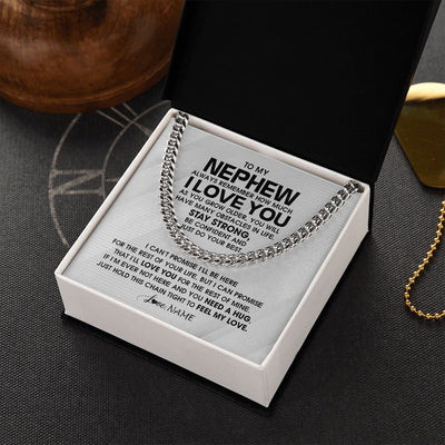 Cuban Link Chain Necklace | Personalized To My Nephew Necklace From Aunt Uncle Always Remember I Love You Nephew Birthday Graduation Christmas Customized Gift Box Message Card | teecentury