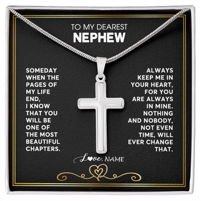 Stainless Cross Necklace | Personalized To My Nephew Necklace From Aunt Uncle When The Pages Of My Life End Nephew Birthday Graduation Christmas Pendant Customized Gift Message Card | teecentury