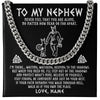 Cuban Link Chain Necklace | Personalized To My Nephew Necklace Viking Never Feel You Are Alone Scandinavian Runes Viking Nephew Birthday Christmas Customized Gift Box Message Card | teecentury