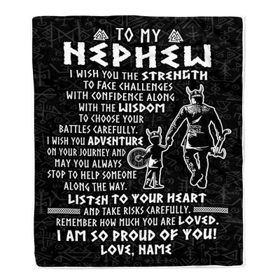 Personalized To My Nephew Viking Blanket From Uncle I Am So Proud Of You Runes Viking Nephew Birthday Christmas Customized Bed Fleece Blanket | teecentury