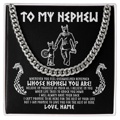 Cuban Link Chain Necklace | Personalized To My Nephew Viking Necklace From Uncle Whenever You Feel Overwhelmed Nephew Birthday Christmas Customized Gift Message Card | teecentury