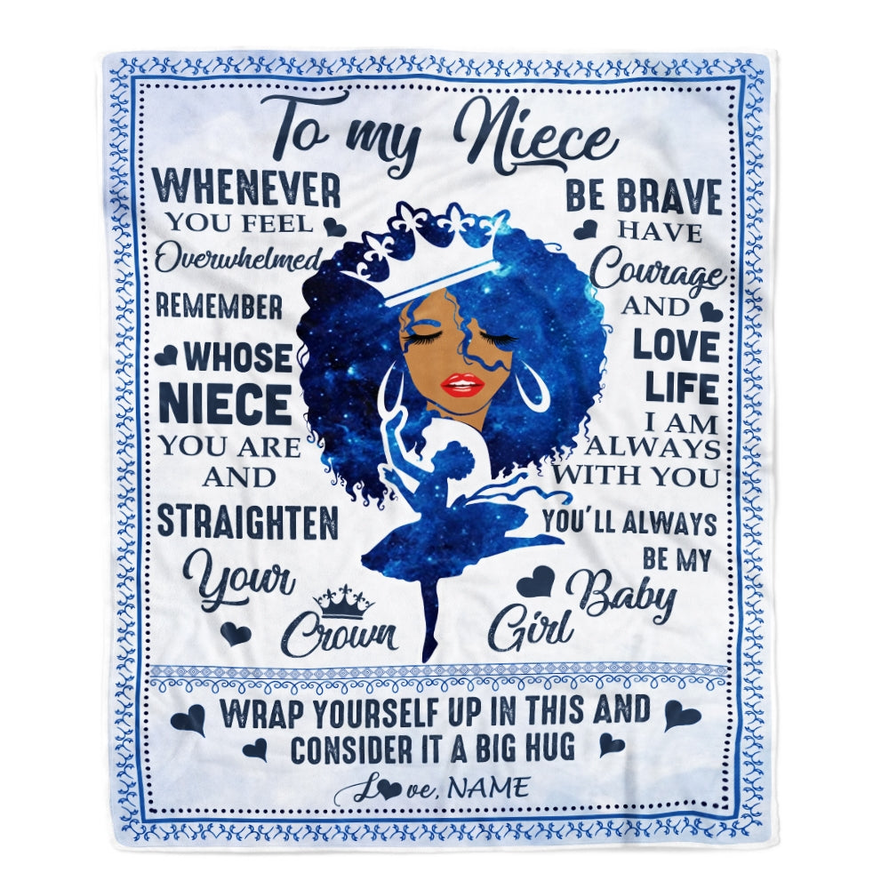 Personalized To My Niece Blanket From Aunt Auntie African Black Women You'll Always Be My Baby Girl Birthday Thanksgiving Christmas Customized Fleece Blanket Blanket | Teecentury.com