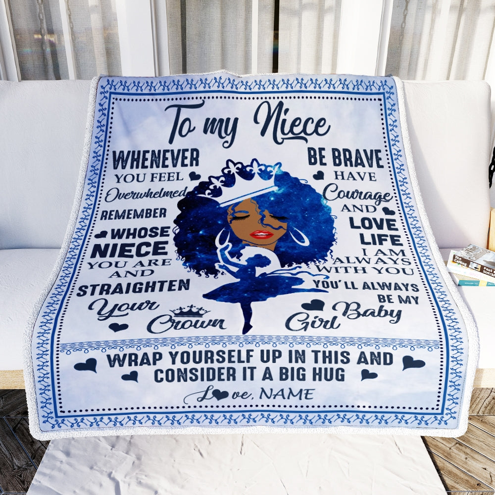 Personalized To My Niece Blanket From Aunt Auntie African Black Women You'll Always Be My Baby Girl Birthday Thanksgiving Christmas Customized Fleece Blanket Blanket | Teecentury.com