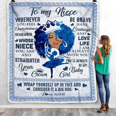 Personalized To My Niece Blanket From Aunt Auntie African Black Women You'll Always Be My Baby Girl Birthday Thanksgiving Christmas Customized Fleece Blanket Blanket | Teecentury.com