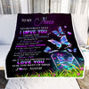 Personalized To My Niece Blanket From Aunt Auntie Uncle Butterfly Never Forget I Love You Niece Birthday Graduation Christmas Customized Fleece Throw Blanket | teecentury