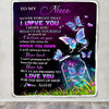 Personalized To My Niece Blanket From Aunt Auntie Uncle Butterfly Never Forget I Love You Niece Birthday Graduation Christmas Customized Fleece Throw Blanket | teecentury