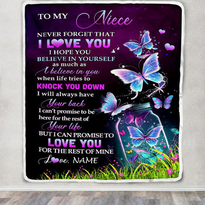 Personalized To My Niece Blanket From Aunt Auntie Uncle Butterfly Never Forget I Love You Niece Birthday Graduation Christmas Customized Fleece Throw Blanket | teecentury