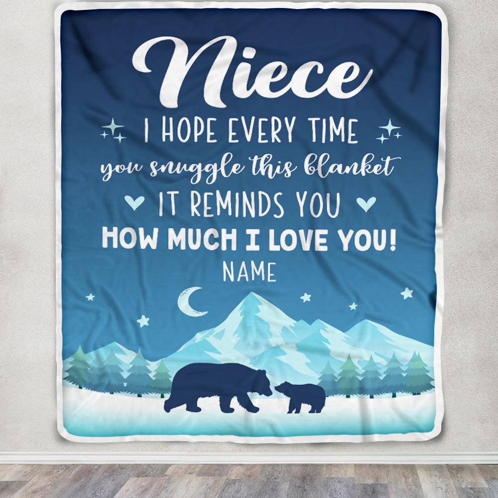 Personalized To My Niece Blanket From Aunt Auntie Uncle I Hope Every Time Bear Niece Birthday Graduation Christmas Customized Bed Fleece Throw Blanket | teecentury
