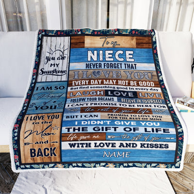 Personalized To My Niece Blanket From Aunt Auntie Uncle I Love You Wood Niece Birthday Christmas Thanksgiving Graduation Customized Fleece Blanket Blanket | Teecentury.com
