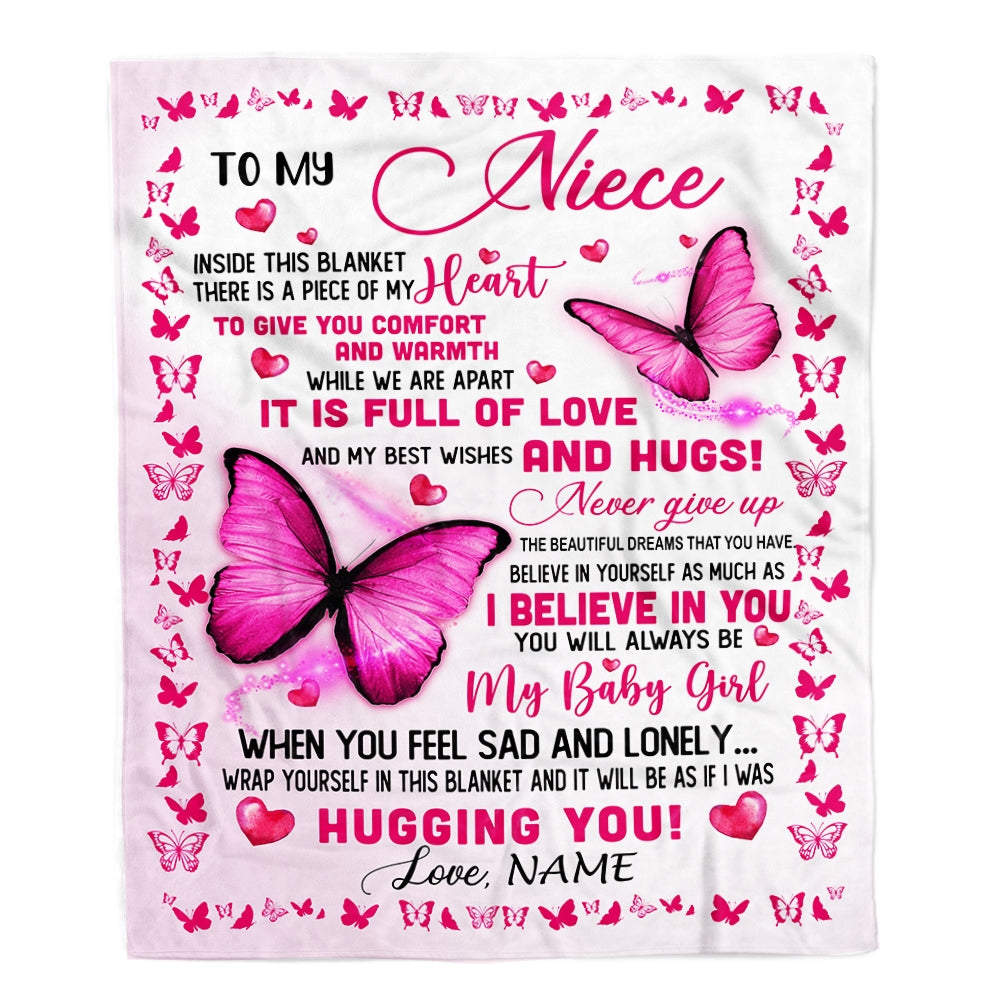Personalized To My Niece Blanket From Aunt Auntie Uncle Inside This Blanket There Is A Piece Of My Heart Customized For Birthday Christmas Fleece Blanket Blanket | Teecentury.com