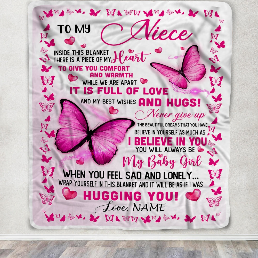 Personalized To My Niece Blanket From Aunt Auntie Uncle Inside This Blanket There Is A Piece Of My Heart Customized For Birthday Christmas Fleece Blanket Blanket | Teecentury.com