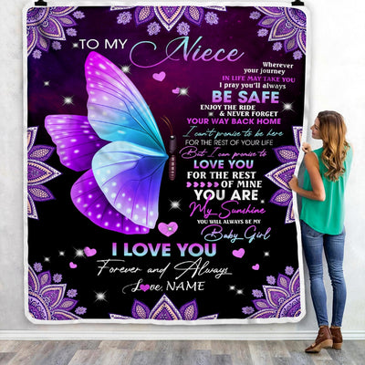 Personalized To My Niece Blanket From Aunt Auntie Uncle Wherever Your Journey Butterfly Niece Birthday Christmas Customized Bed Quilt Fleece Throw Blanket Blanket | Teecentury.com