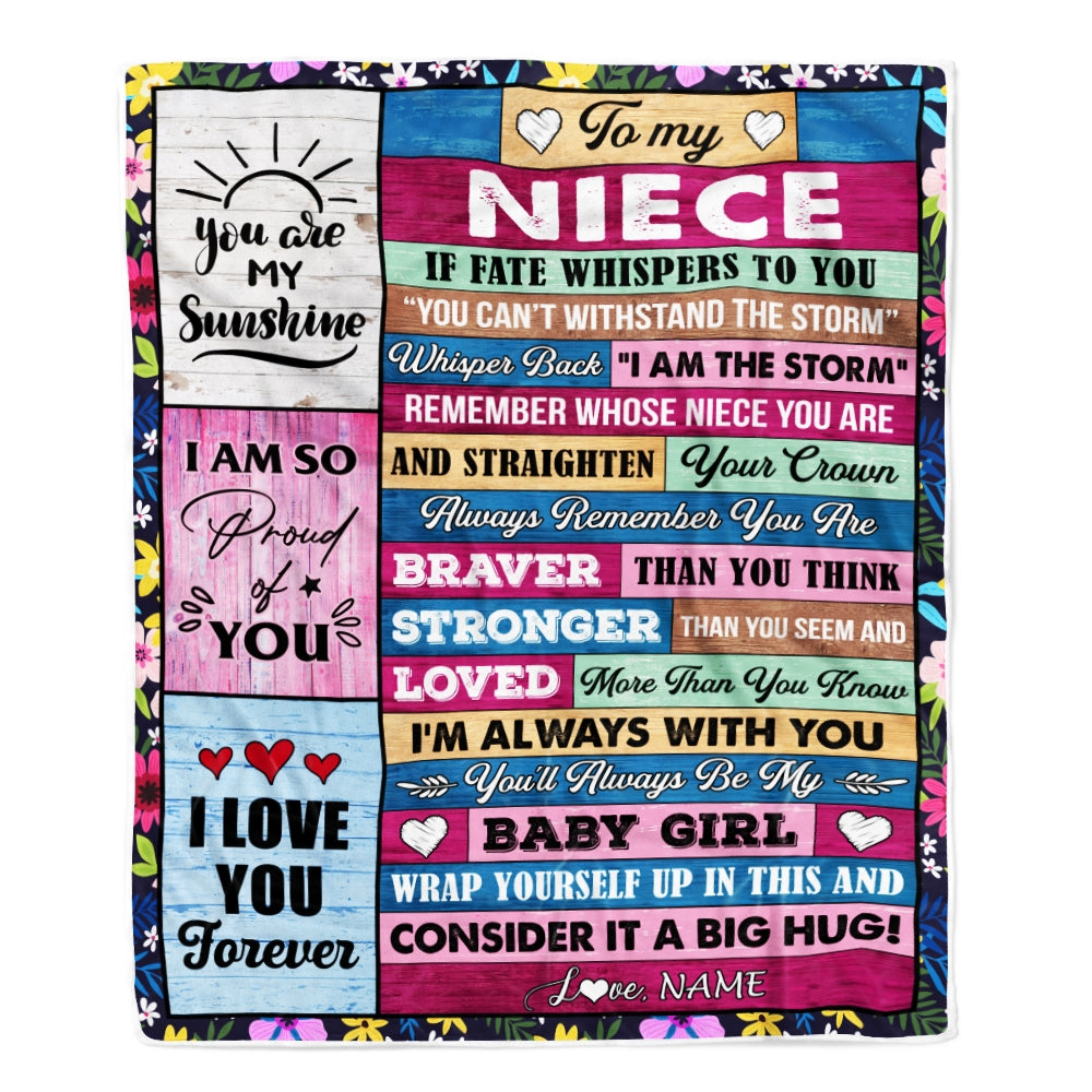 Personalized To My Niece Blanket From Aunt Auntie Uncle Wood I Am The Storm Niece Birthday Graduation Christmas Customized Fleece Throw Blanket | teecentury