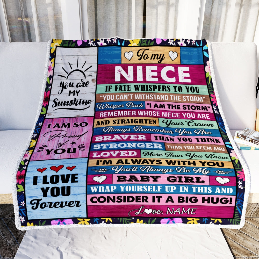 Personalized To My Niece Blanket From Aunt Auntie Uncle Wood I Am The Storm Niece Birthday Graduation Christmas Customized Fleece Throw Blanket | teecentury