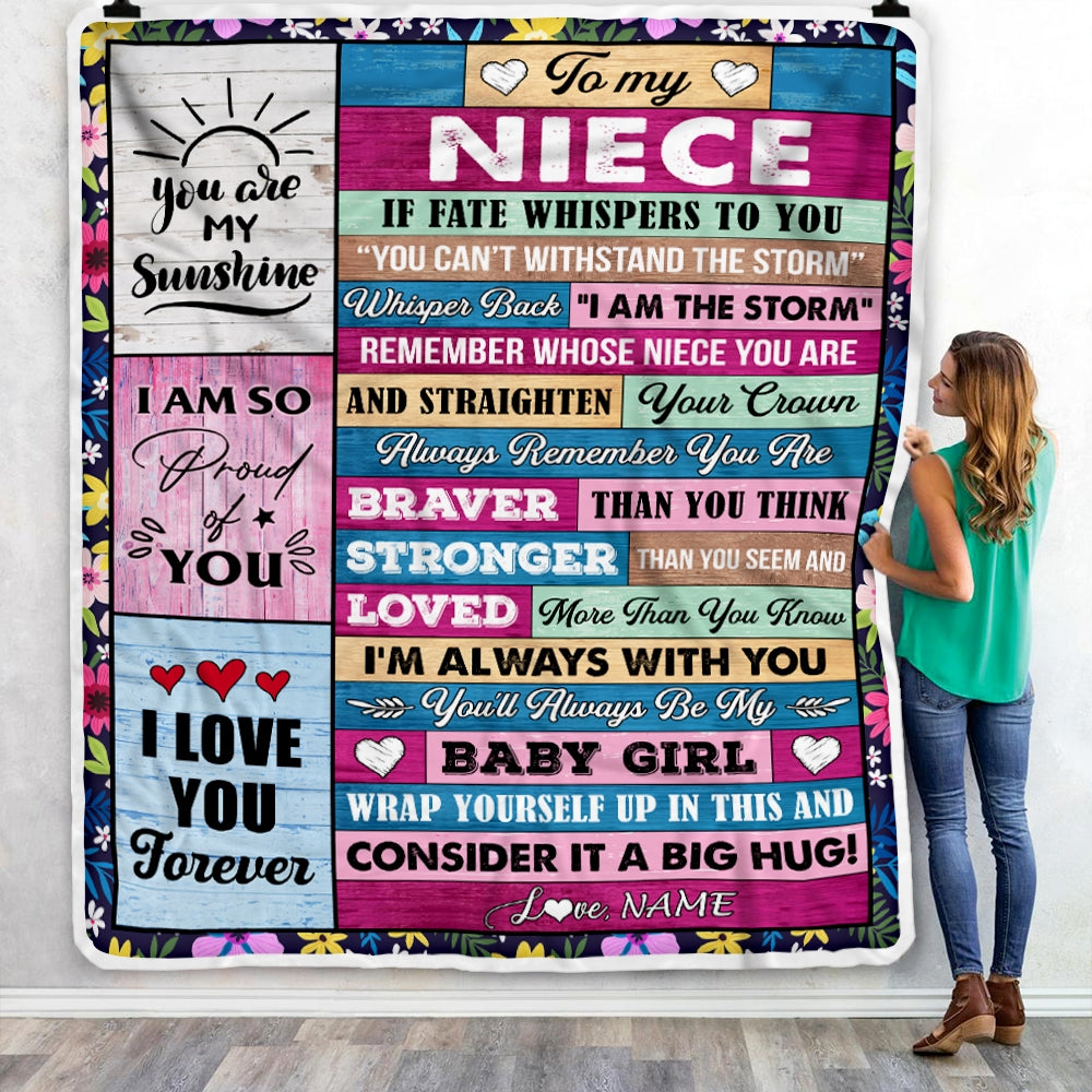 Personalized To My Niece Blanket From Aunt Auntie Uncle Wood I Am The Storm Niece Birthday Graduation Christmas Customized Fleece Throw Blanket | teecentury