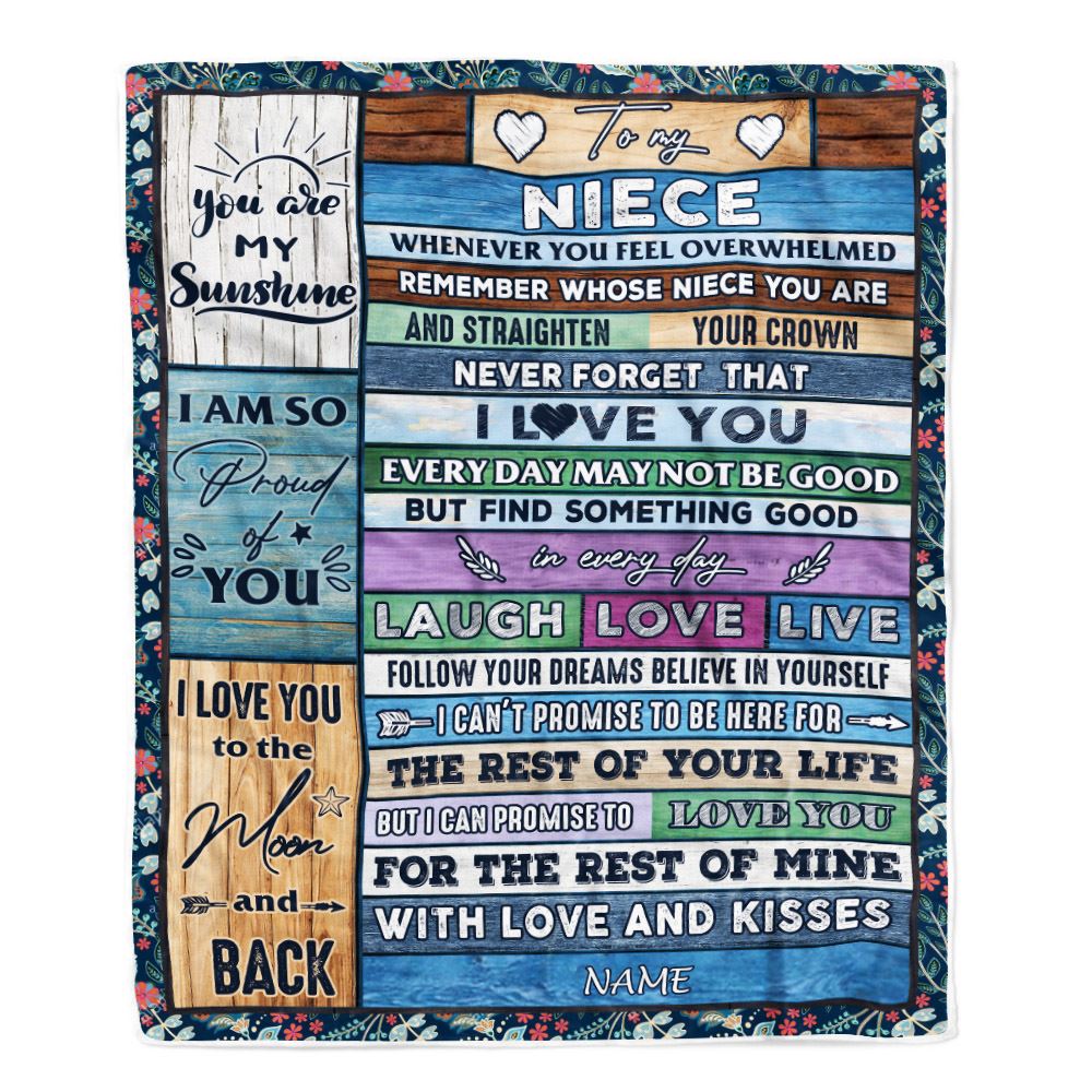 Personalized To My Niece Blanket From Aunt Auntie Uncle Wood Whenever You Feel Overwhelmed Niece Birthday Graduation Christmas Customized Fleece Blanket | teecentury