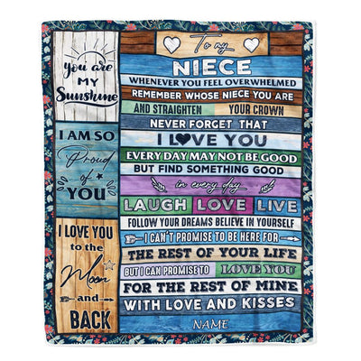 Personalized To My Niece Blanket From Aunt Auntie Uncle Wood Whenever You Feel Overwhelmed Niece Birthday Graduation Christmas Customized Fleece Blanket | teecentury