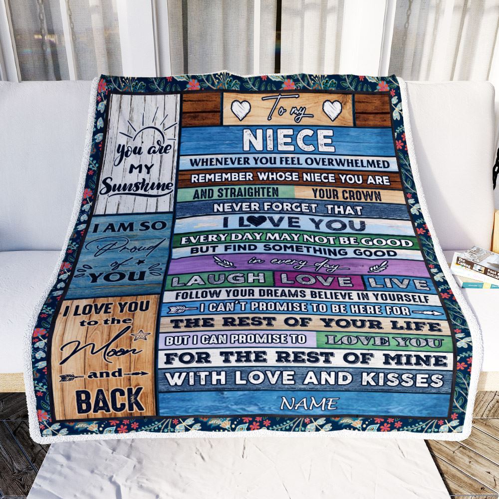 Personalized To My Niece Blanket From Aunt Auntie Uncle Wood Whenever You Feel Overwhelmed Niece Birthday Graduation Christmas Customized Fleece Blanket | teecentury