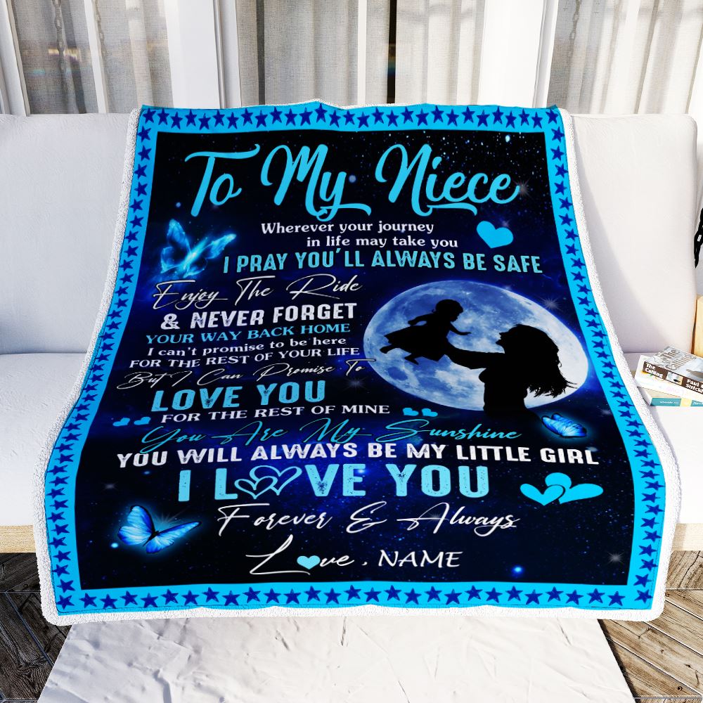 Personalized To My Niece Blanket From Aunt Auntie Wherever Your Journey My Little Girl Niece Birthday Graduation Christmas Customized Fleece Throw Blanket | teecentury