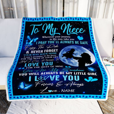 Personalized To My Niece Blanket From Aunt Auntie Wherever Your Journey My Little Girl Niece Birthday Graduation Christmas Customized Fleece Throw Blanket | teecentury