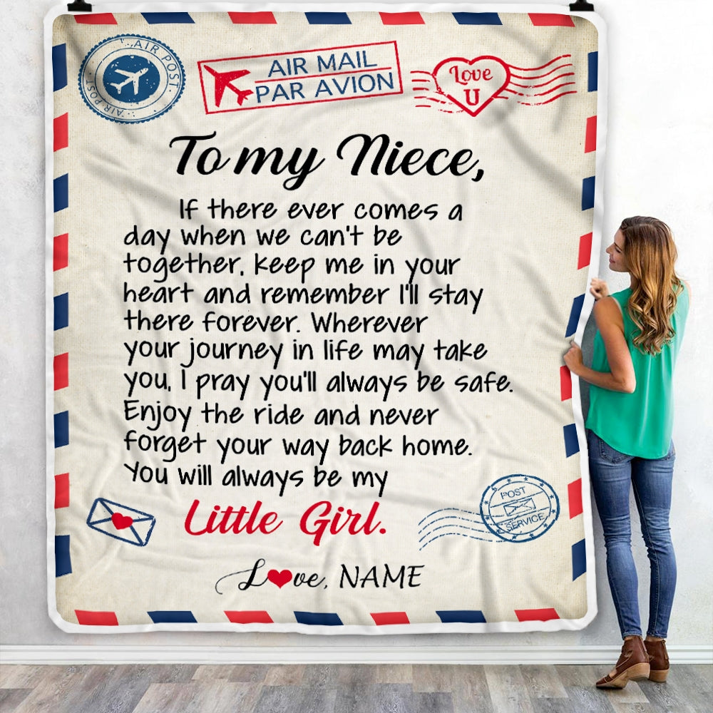 Personalized To My Niece Blanket From Aunt Uncle Air Mail Letter Niece Birthday Graduation Christmas Gift Customized Bed Quilt Fleece Throw Blanket Blanket | Teecentury.com