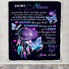 Personalized To My Niece Blanket From Aunt Uncle Auntie Butterfly Braver Stronger Loved Niece Birthday Graduation Christmas Customized Fleece Throw Blanket | teecentury