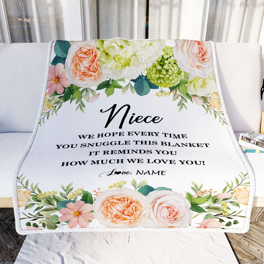 Personalized To My Niece Blanket From Aunt Uncle Auntie How Much We Love You Flower Niece Birthday Christmas Customized Fleece Throw Blanket | teecentury