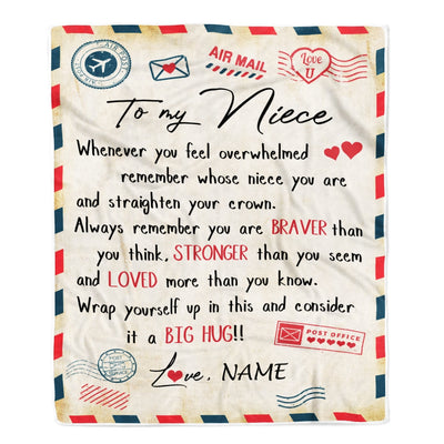 Personalized To My Niece Blanket From Aunt Uncle Auntie Mail Letter Niece Birthday Graduation Christmas Customized Fleece Blanket Blanket | Teecentury.com