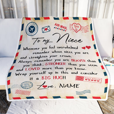 Personalized To My Niece Blanket From Aunt Uncle Auntie Mail Letter Niece Birthday Graduation Christmas Customized Fleece Blanket Blanket | Teecentury.com