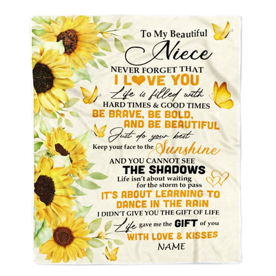 Personalized To My Niece Blanket From Aunt Uncle Auntie Sunflower I Love You Beautiful Niece Birthday Graduation Christmas Customized Bed Fleece Throw Blanket | teecentury