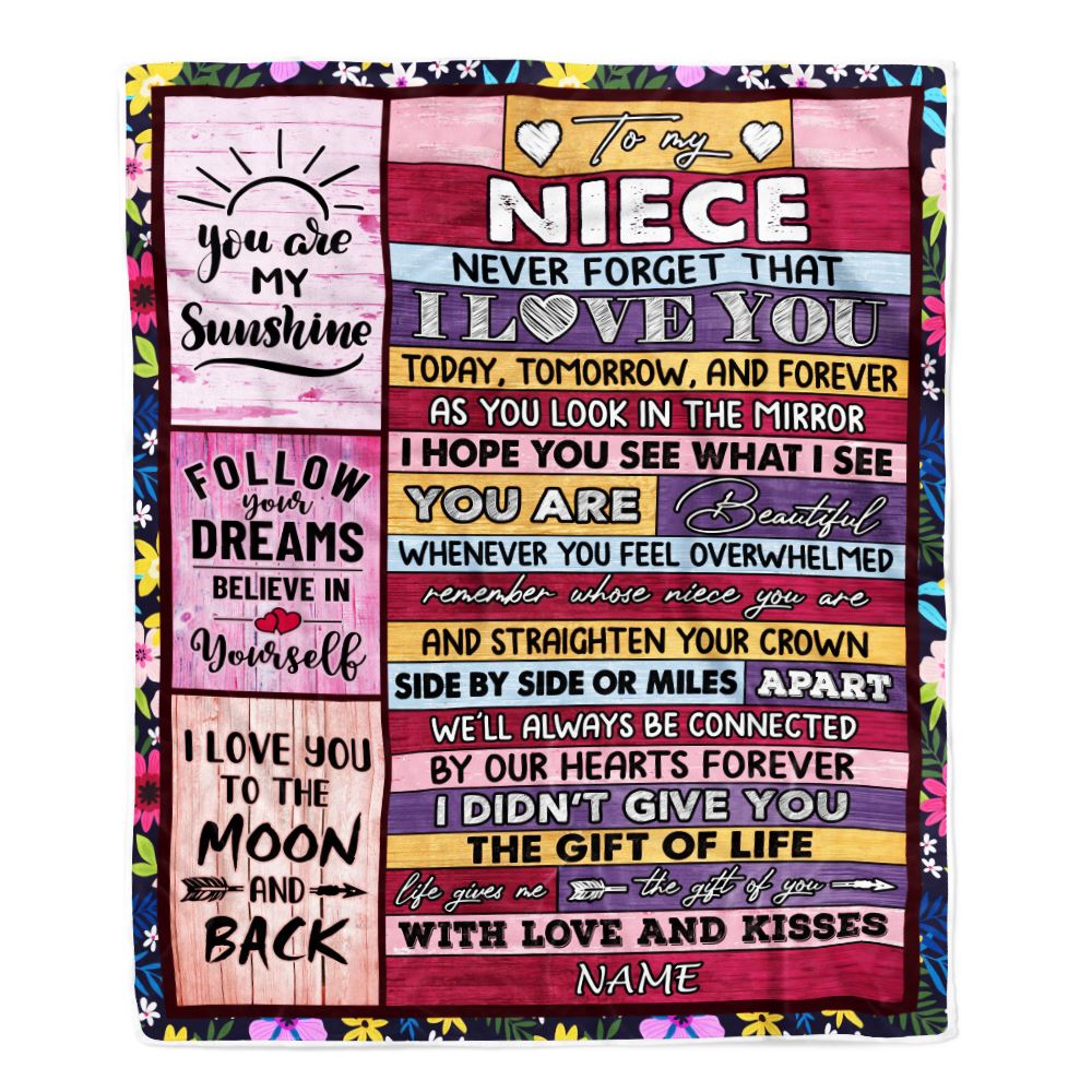 Personalized To My Niece Blanket From Aunt Uncle Auntie Wood You Are Beautiful Niece Birthday Graduation Christmas Customized Bed Fleece Throw Blanket | teecentury