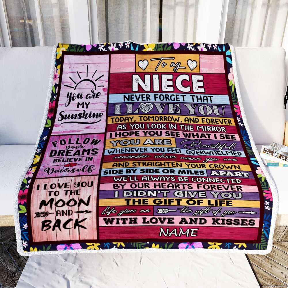 Personalized To My Niece Blanket From Aunt Uncle Auntie Wood You Are Beautiful Niece Birthday Graduation Christmas Customized Bed Fleece Throw Blanket | teecentury