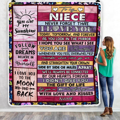 Personalized To My Niece Blanket From Aunt Uncle Auntie Wood You Are Beautiful Niece Birthday Graduation Christmas Customized Bed Fleece Throw Blanket | teecentury