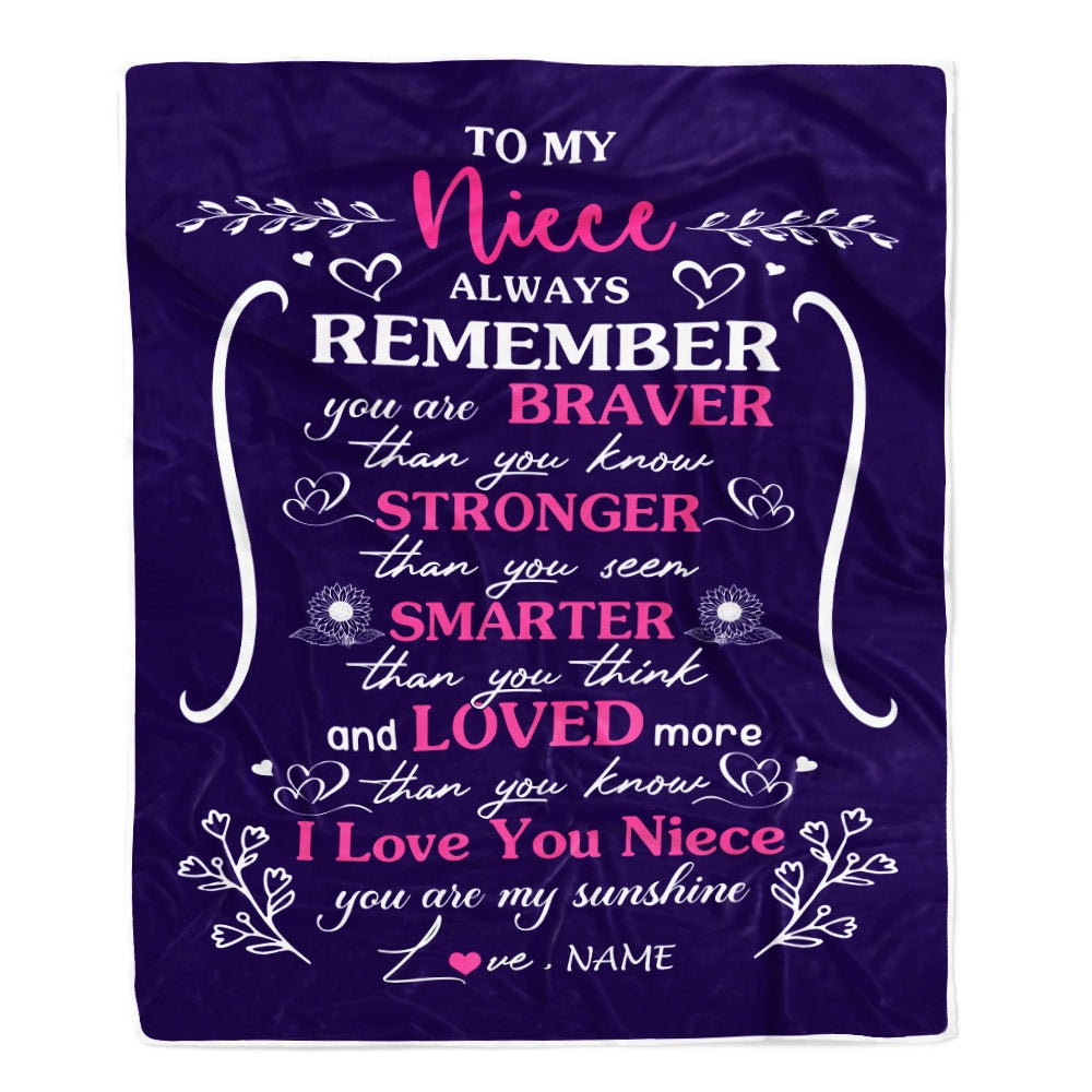 Personalized To My Niece Blanket From Aunt Uncle Mother Purple I Love You Niece Birthday Christmas Gift Customized Bed Quilt Fleece Throw Blanket Blanket | Teecentury.com