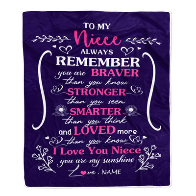 Personalized To My Niece Blanket From Aunt Uncle Mother Purple I Love You Niece Birthday Christmas Gift Customized Bed Quilt Fleece Throw Blanket Blanket | Teecentury.com