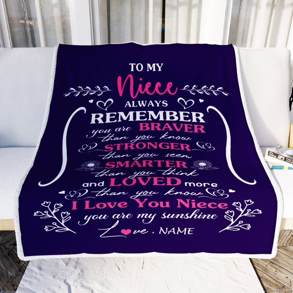 Personalized To My Niece Blanket From Aunt Uncle Mother Purple I Love You Niece Birthday Christmas Gift Customized Bed Quilt Fleece Throw Blanket Blanket | Teecentury.com