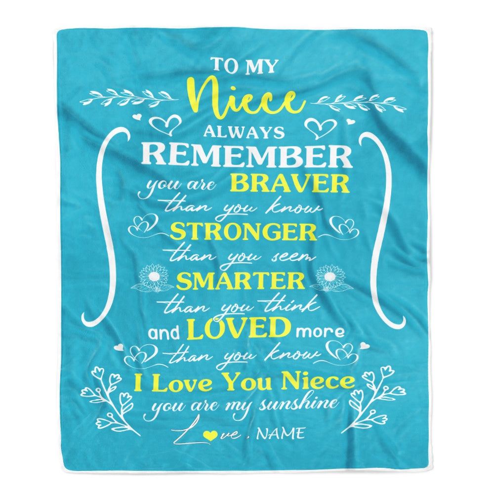 Personalized To My Niece Blanket From Aunt Uncle Mother Teal I Love You Niece Birthday Christmas Gift Customized Bed Quilt Fleece Throw Blanket Blanket | Teecentury.com