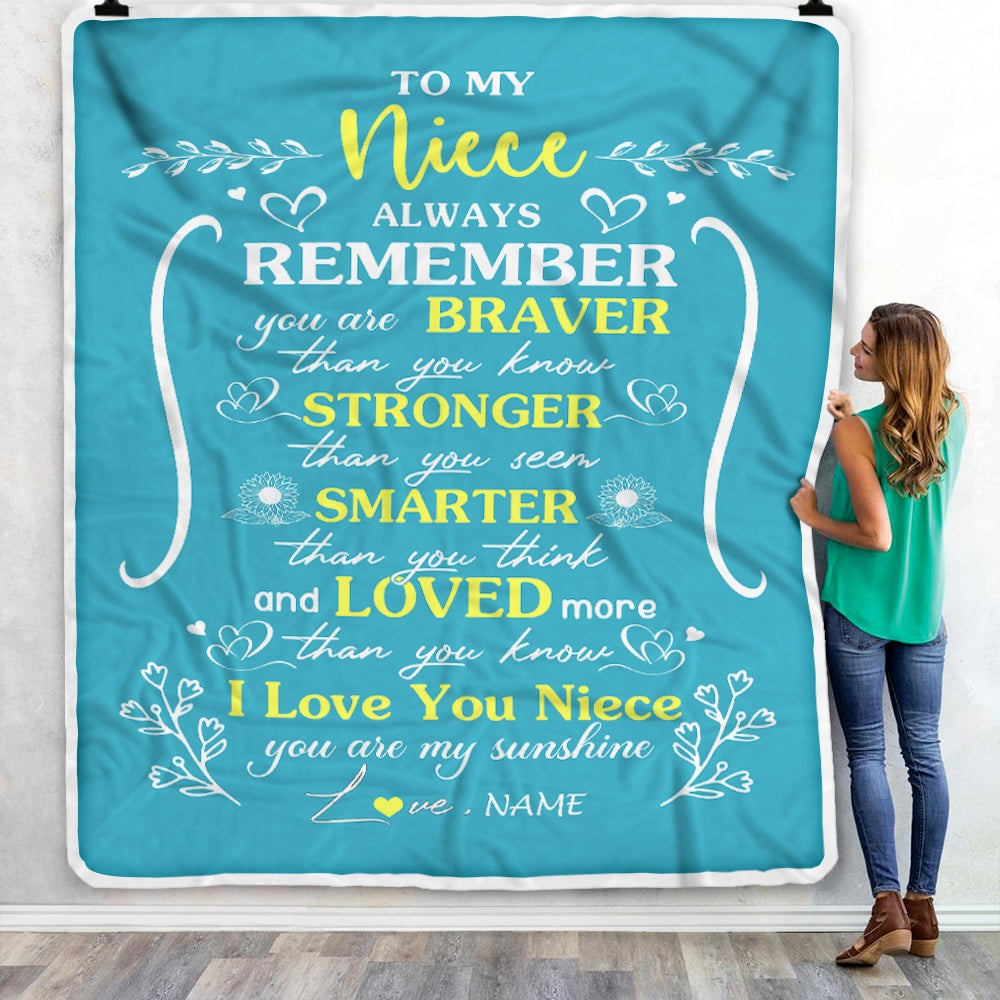 Personalized To My Niece Blanket From Aunt Uncle Mother Teal I Love You Niece Birthday Christmas Gift Customized Bed Quilt Fleece Throw Blanket Blanket | Teecentury.com