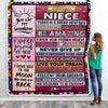 Personalized To My Niece Blanket From Aunt Uncle Never Give Up Live Your Dream Pink Wood Niece Birthday Graduation Christmas Customized Fleece Blanket Blanket | Teecentury.com