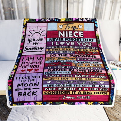 Personalized To My Niece Blanket From Aunt Uncle Titi Never Forget That I Love You Wood Niece Birthday Thanksgiving Christmas Customized Fleece Blanket Blanket | Teecentury.com