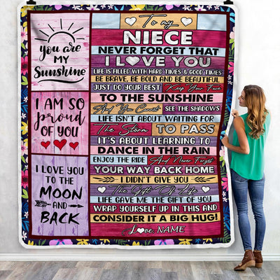 Personalized To My Niece Blanket From Aunt Uncle Titi Never Forget That I Love You Wood Niece Birthday Thanksgiving Christmas Customized Fleece Blanket Blanket | Teecentury.com