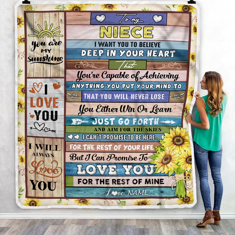 Personalized To My Niece Blanket From Uncle Aunt Believe Deep In Your Heart Daughter Niece Birthday Graduation Christmas Customized Bed Fleece Throw Blanket | teecentury