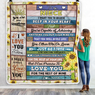 Personalized To My Niece Blanket From Uncle Aunt Believe Deep In Your Heart Daughter Niece Birthday Graduation Christmas Customized Bed Fleece Throw Blanket | teecentury
