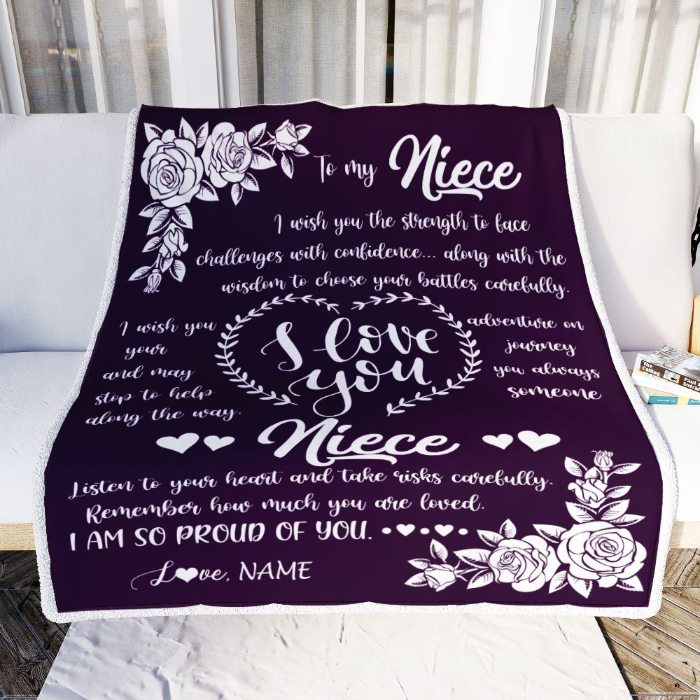 Personalized To My Niece Blanket From Uncle Aunt I Wish You The Strength Daughter Niece Birthday Graduation Christmas Customized Bed Fleece Throw Blanket | teecentury