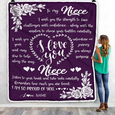 Personalized To My Niece Blanket From Uncle Aunt I Wish You The Strength Daughter Niece Birthday Graduation Christmas Customized Bed Fleece Throw Blanket | teecentury