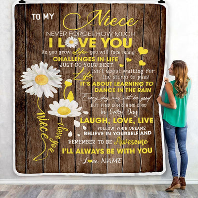 Personalized To My Niece Blanket From Uncle Aunt Never Forget I Love You Daisy Niece Birthday Graduation Christmas Customized Bed Fleece Throw Blanket | teecentury