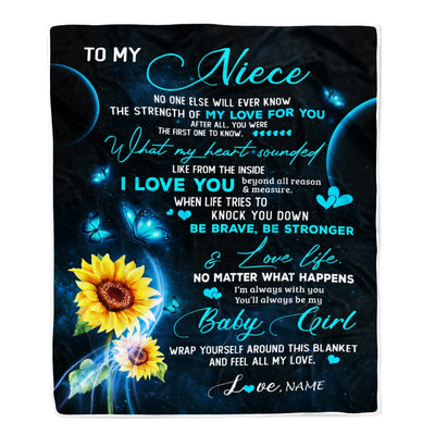 Personalized To My Niece Blanket From Uncle Aunt Sunflower Butterfly My Love For You Niece Birthday Christmas Customized Bed Fleece Blanket Blanket | Teecentury.com