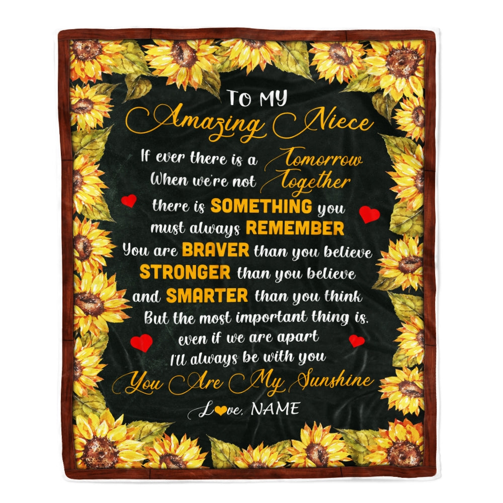 Personalized To My Niece Blanket From Uncle Aunt Sunflower My Sunshine I Love You Niece Birthday Christmas Customized Bed Quilt Fleece Throw Blanket Blanket | Teecentury.com