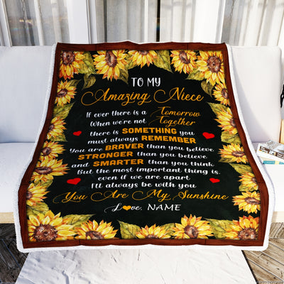 Personalized To My Niece Blanket From Uncle Aunt Sunflower My Sunshine I Love You Niece Birthday Christmas Customized Bed Quilt Fleece Throw Blanket Blanket | Teecentury.com
